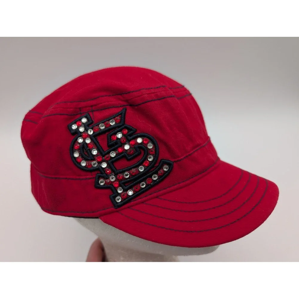 New Era St Louis Cardinals Womens Red Rhinestone Cadet Military Hat MLB Cap